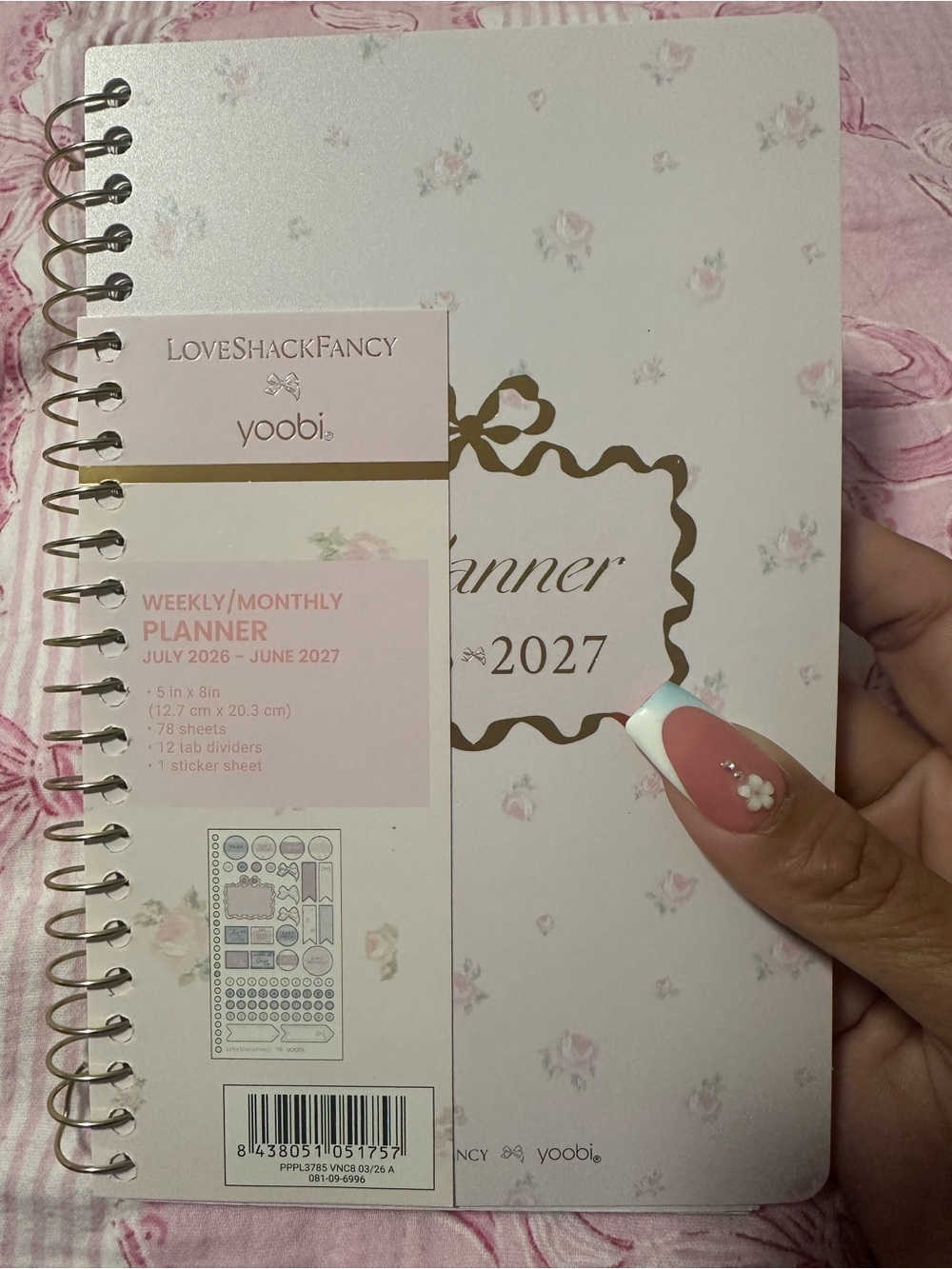 LoveShackFancy Light Blue Floral Student Planner 5"x 8" Pink